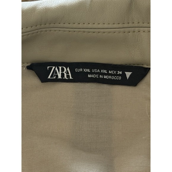 Zara Faux Leather Wrap Dress Jacket Brit Pop Raincoat Peacoat London Sz XXL - Picture 5 of 7